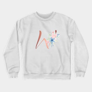 Letter WRose Gold and Watercolor Blush Pink and Navy Crewneck Sweatshirt